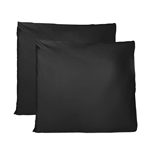 Kissenbezug 65x65 cm 2er Set - 100% Baumwolle, Superweicher Premium Jersey Kopfkissenbezug, Schlicht und edel im Design, Made in Italy - Schwarz von FARFALLAROSSA