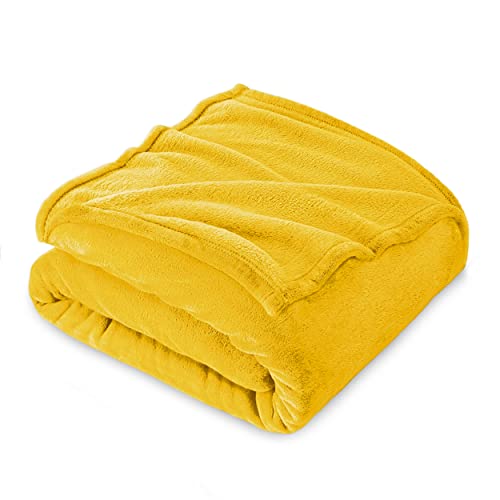 FARFALLAROSSA Kuscheldecke Flauschig 210 x 240 cm - XXL Fleecedecke Sofa Decken Couchdecke - Oeko-TEX - Super Weiche Fleecedecke als Sofaüberwurf - Wohndecke Gelb von FARFALLAROSSA
