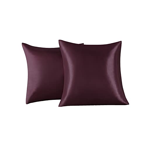 Satin Kissenbezug 65 x 65 cm 2 Stück- 100% Satin, Superweicher Kopfkissenbezug, Kissenhülle Bordeaux von FARFALLAROSSA