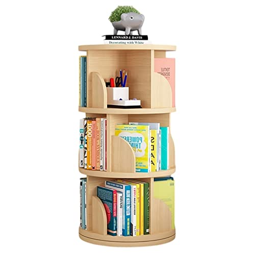 Um 360 Grad drehbares Bücherregal, Wohnzimmer und Heimbüro, hohe freistehende Bücherregale, Organizer, CD-Regal (Farbe: Holz, Größe: 40 x 98 cm) von FARIH