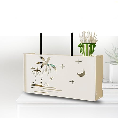 WLAN-Aufbewahrungsbox, weißes Router-Regal, weiße Aufbewahrungsbox, Wandregal für Kabelbox, Kabel-Aufbewahrungsbox, E40 x 9,5 x 20 cm von FARIH