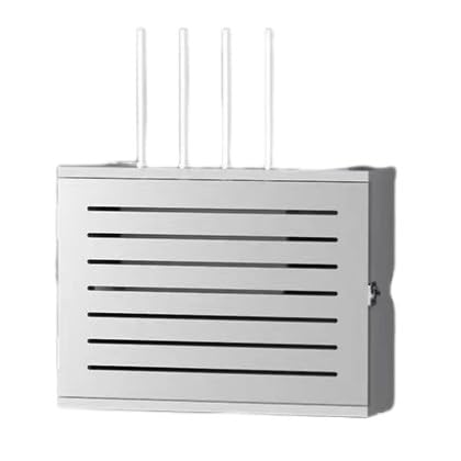 WLAN-Box, wandmontiertes Router-Regal, stanzfreie Router-Versteck-Aufbewahrungsbox, Router-Rack, Kabel-Versteckbox, 2 Ebenen, verstellbare Steckdosenleiste, WLAN-Aufbewahrungsbox ( von FARIH
