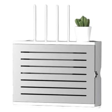 WLAN-Box, wandmontiertes Router-Regal, stanzfreie Router-Versteck-Aufbewahrungsbox, Router-Rack, Kabel-Versteckbox, 2 Ebenen, verstellbare Steckdosenleiste, WiFi-Aufbewahrungsbox ( von FARIH