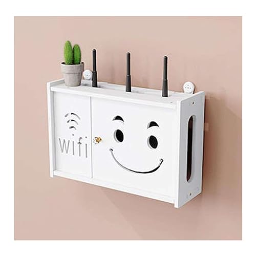 Weißes Aufbewahrungsregal für kabellose Router in Cartoon-Form für Heimdekoration, Multifunktions-Aufbewahrungsbox für kabellose Router, Router-Organizer, Wohnzimmer, Set-Top-Box, von FARIH