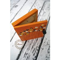 Hand Bemalt Orange Holz Schlüsselkasten, Blumen-Design, Hängenschlüsselkasten, Sechs Schlüsselhaken, Personalisierte Schlüsselschrank, Flur von FARISTOstore