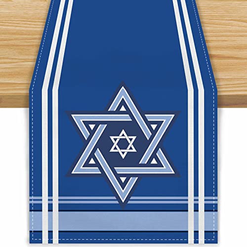 Leinen Pesach Stern Tischläufer jüdisches Festival Purim Passover Chanukkah Rosh Hashanah Sukkot Pesach Stern Matzah Tischdecke Religiöse Urlaub Party Zuhause Küche Esszimmer Tischläufer 33 x 183 cm von FARMNALL