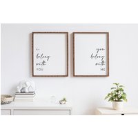 40% Sale Ich Gehöre Zu Dir Du Gehörst Mir Schild | Schlafzimmer Zitat Druck Gedrucktes Print Set 2 Zitate von FARMandBARNdecor