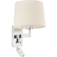 Artis Wandleuchte innen mit Leser chrom/beige 68493-02 von FARO BARCELONA