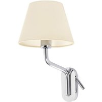 Eterna Wandleuchte innen mit Leser links chrom/beige 24007-11 von FARO BARCELONA