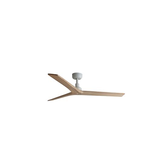 FARO 34280 Deckenventilator KLIM M Stahl mattweiß, Holz Eiche H:23.6cm Ø125cm von FARO BARCELONA