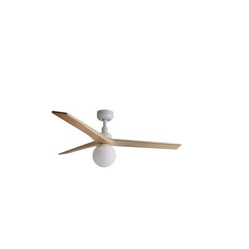FARO BARCELONA 34280-11L - KLIM M Ventilatore bianco/legno rovere DC E27 von FARO BARCELONA