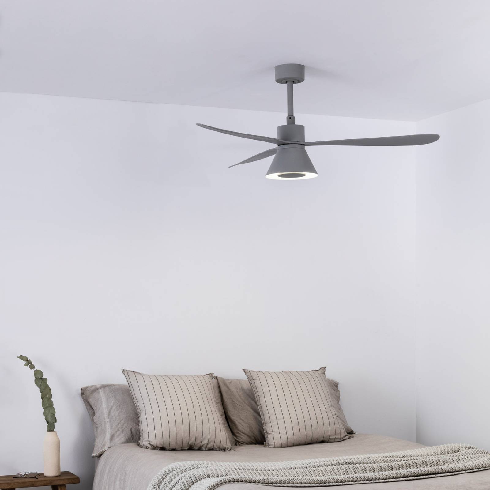 Deckenventilator Amelia Cone, LED-Leuchte, grau von FARO BARCELONA