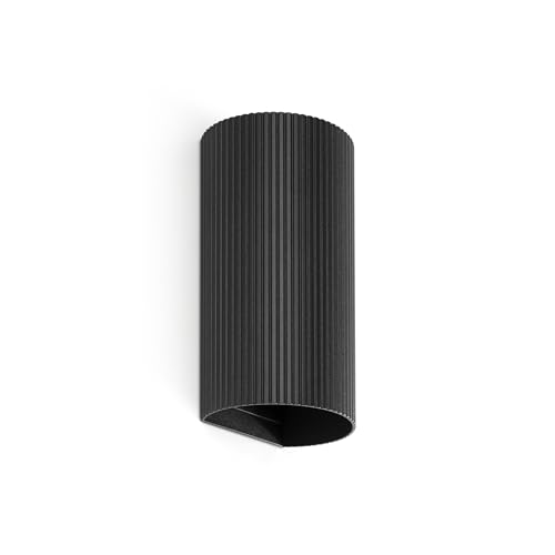 Faro Barcelona 40543 - SOLE 2L Runde Wandleuchte schwarz geriffelt von FARO BARCELONA