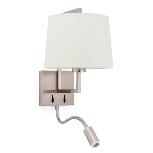 Frame Matt Nickel Wandleuchte Mit Led Leser Beige von FARO BARCELONA