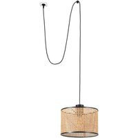 Faro Barcelona - mambo Hängelampe schwarz/rattan ø320 mit Stecker 68604-48 von FARO BARCELONA