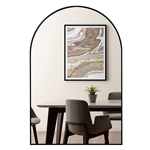 FARUIFETT Gewölbter Wandspiegel, 61 x 91 cm, gewölbter Badezimmerspiegel, schwarzer Wandspiegel mit Metallrahmen, vertikal für Eingangsbereich, Wohnzimmer FARUIFETT Gewölbter Wandspiegel, 61 x 91 cm, gewölbter Badezimmerspiegel, schwarzer Wandspiegel mit Metallrahmen, vertikal für Eingangsbereich, Wohnzimmer von FARUIFETT