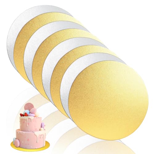 FARYODI Cake Boards 20cm,Tortenunterlage,8 Stück Tortenunterlage Rund,Tortenplatte,Kuchenplatte,Uchen Torten-Unterlage Pappe Gold,Tortenunterlage Beschichtet,Wiederverwendbar Torten Unterplatten von FARYODI