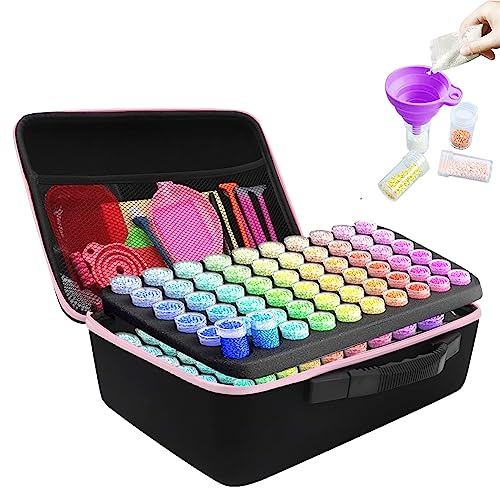 FARYODI Diamantmalerei Aufbewahrungsbox-Set mit 120 Boxen, Koffer, Trichter und Stickern - 5D Diamond Painting Zubehör für eine organisierte und einfache Handhabung von FARYODI