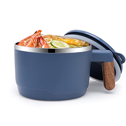 FARYODI Edelstahl Instant Noodle Bowl, 304Rostfreier Stahl Ramen Bowl Schüssel, Japanische suppenschüssel,1000ML ramen schüssel mit deckel Traditionell Japanisches Geschirr (Blau-Grün-Weiß von FARYODI
