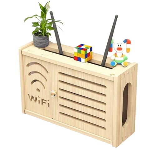 FARYODI Router Schrank aus Holz - Praktische Lösung zum Router Verstecken, Wandmontiertes WiFi-Aufbewahrungsrack, Kreatives Weißes Dekoratives Schwimmendes Regal (36×24×11.5cm) von FARYODI