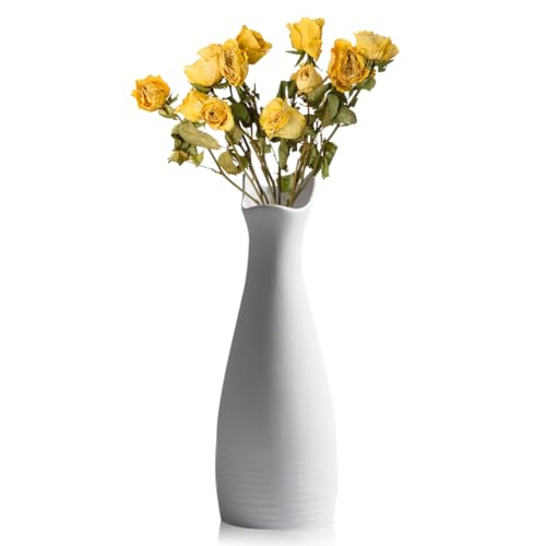 Keramik Vase, Katzenohr Blumenvase Keramik Vasen für Blumen, Dekorative Vasen für Pampasgras Deko, Modern Kleine Vase für Home Wohnzimmer Esstisch Bauernhaus Büro Dekor (Weiß) von FARYODI