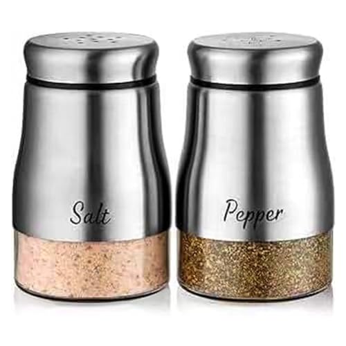 Salt And Pepper Set,Glasboden Salzstreuer,Salzstreuer Mini,Pfefferstreuer,Salzstreuer Klein,Gewürzstreuer,Gewürzspender Küchenzubehör Für Küche,Restaurant,Esstisch (Silber) von FARYODI