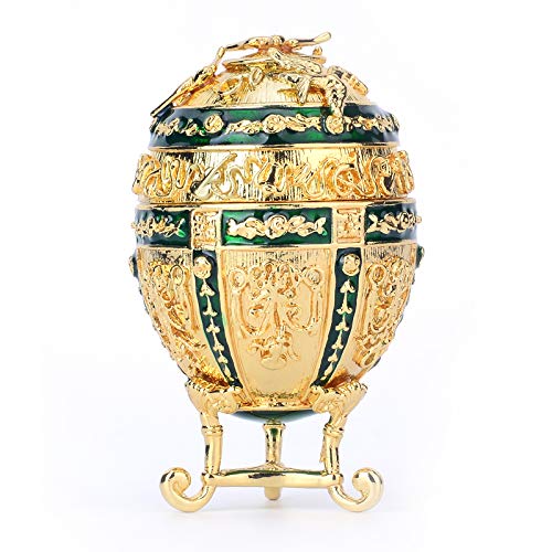 FASALINO Fabergé-Ei-Schmuckkästchen, klassisch, handbemalte Ornamente, Metall, Vintage-Handwerk, Geschenk für Heimdekoration von FASALINO