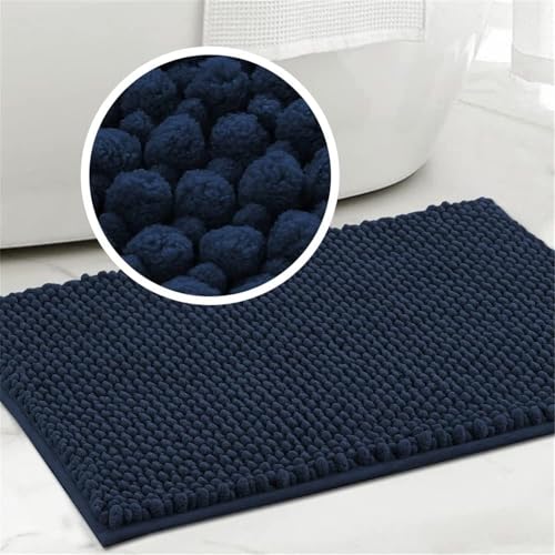 FASCINATDECO Badematte Dunkelblau - rutschfest & Waschbar - Saugstarke Badezimmermatte - Hygienischer Duschvorleger - Badvorleger rutschfest waschbar 50x80 cm schnelltrocknend von FASCINATDECO