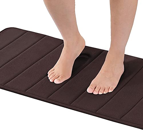 FASCINATDECO Badematte Memoryschaum Badezimmerteppich Extrem Saugfähiger Badteppich Duschvorleger Badvorleger rutschfest Waschbar, Bad Teppich Badezimmer (Schokolade,120 x 43 cm) von FASCINATDECO