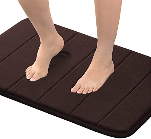 FASCINATDECO Badematte Memoryschaum Badezimmerteppich Extrem Saugfähiger Badteppich Duschvorleger Badvorleger rutschfest Waschbar, Bad Teppich Badezimmer (Schokolade,50 x 80 cm) von FASCINATDECO