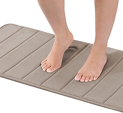 FASCINATDECO Badematte Memoryschaum Badezimmerteppich Extrem Saugfähiger Badteppich Duschvorleger Badvorleger rutschfest Waschbar, Bad Teppich Badezimmer (Taupe,120 x 43 cm) von FASCINATDECO