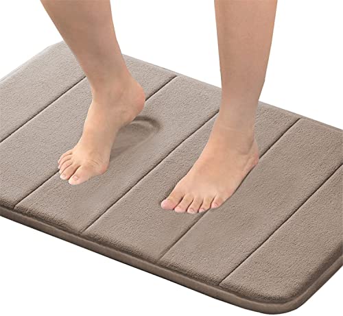 FASCINATDECO Badematte Memoryschaum Badezimmerteppich Extrem Saugfähiger Badteppich Duschvorleger Badvorleger rutschfest Waschbar, Bad Teppich Badezimmer (Taupe,50 x 80 cm) von FASCINATDECO