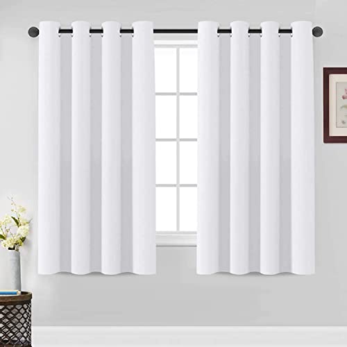 FASCINATDECO Blickdichte Gardinen Verdunkelungsvorhang mit Ösen 2 Stücke Lichtundurchlässige Vorhang Verdunklungsgardine Hitzeschutz für Wohnzimmer Schlafzimmer (Weiß,2X 132x160cm) von FASCINATDECO