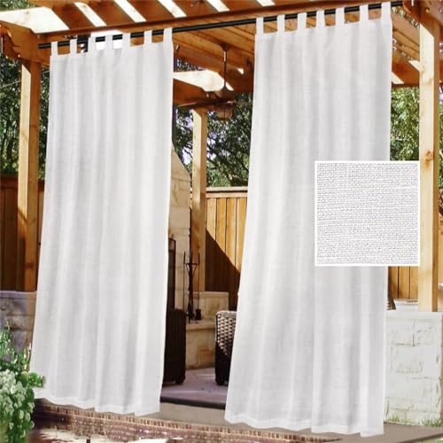 FASCINATDECO Outdoor Vorhang Wasserdicht mit Abnehmbaren Schlaufen Weiß Halbtransparent 2 Stücke 213x132 cm Leinenoptik Outdoorvorhänge Blickdicht Vorhänge für Terrassentür Pavillon FASCINATDECO Outdoor Vorhang Wasserdicht mit Abnehmbaren Schlaufen Weiß Halbtransparent 2 Stücke 213x132 cm Leinenoptik Outdoorvorhänge Blickdicht Vorhänge für Terrassentür Pavillon von FASCINATDECO