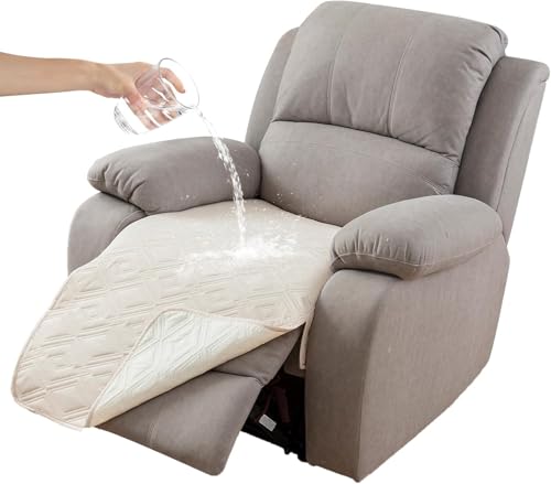 FASCINATDECO Sesselschoner Sesselauflage, Sesselschoner für Fernsehsessel Wasserdicht Sesselüberwurf Waschbar Sesselschutz für Zuhause mit Kindern und Haustieren Hund, Beige, 1 Stück von FASCINATDECO