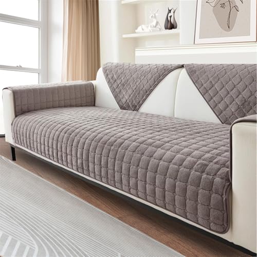 FASCINATDECO Sofa Überzug, Weiche Flanell Sofa Sitzkissenbezug, Sofaschoner rutschfest, Sofabezug 1 2 3 Sitzer Couch überzug für Wohnzimmer, Sofaüberwürf L Form Sofaschutz (Braun,70x210cm) von FASCINATDECO