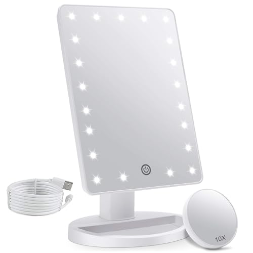 FASCINATE Kosmetikspiegel mit 10fach Vergrößerungsspiegel, 21 LED Schminkspiegel mit Beleuchtung, Dimmung Tischspiegel, Berührungssensor,180 ° Drehung, Duale Stromversorgung, Tragbarer Reisespiegel FASCINATE Kosmetikspiegel mit 10fach Vergrößerungsspiegel, 21 LED Schminkspiegel mit Beleuchtung, Dimmung Tischspiegel, Berührungssensor,180 ° Drehung, Duale Stromversorgung, Tragbarer Reisespiegel von FASCINATE