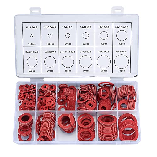 FASE 600 Stück Faser Unterlegscheiben Kit 12 Größen Rot Stahl Papier Faser Flachscheiben Kit Flache Ring Dichtung Sortiment Kit FASE 600 Stück Faser Unterlegscheiben Kit 12 Größen Rot Stahl Papier Faser Flachscheiben Kit Flache Ring Dichtung Sortiment Kit von FASE