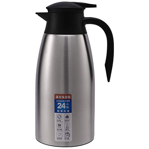 FASE Thermoskanne aus Edelstahl 304, silberfarben, 2 l, vakuumisoliert, für Kaffee, Tee, Milch, Krug und Büro von FASE