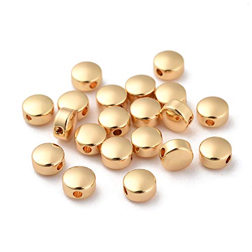 20 Stück 18 Karat vergoldete Abstandshalter Perlen 5 x 3 mm flache runde Metallperlen für Halsketten, Armbänder und Schmuckherstellung von FASHEWELRY