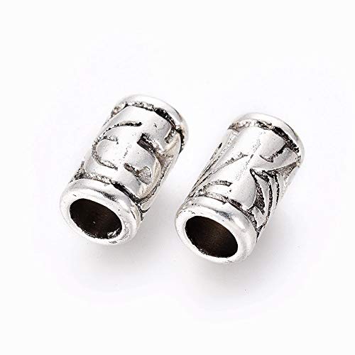 20 Stück tibetische Silberperlen für europäische Säulen, 11,5 x 7 mm, Abstandshalter-Perlen für Armbänder, Halsketten, DIY-Schmuckherstellung, Loch: 4,5 mm von FASHEWELRY