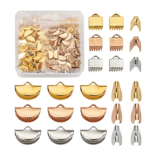 Fashewelry 450 Stück Bänder Quetschschnurenden Lesezeichen-Quetschklemmenkappen in gemischten Farben mit halbrunden Fächerform, Faltverschlüsse für flache Lederschmuck, Armbänder, Halsketten Fashewelry 450 Stück Bänder Quetschschnurenden Lesezeichen-Quetschklemmenkappen in gemischten Farben mit halbrunden Fächerform, Faltverschlüsse für flache Lederschmuck, Armbänder, Halsketten von FASHEWELRY
