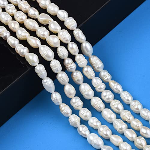 Fashewelry natürliche Süßwasser-Zuchtperlen, lose Reisperlen, Abstandsperlen, für Schmuckherstellung, ca. 6-12 mm, 5 Stränge, Muschelfarbe Fashewelry natürliche Süßwasser-Zuchtperlen, lose Reisperlen, Abstandsperlen, für Schmuckherstellung, ca. 6-12 mm, 5 Stränge, Muschelfarbe von FASHEWELRY