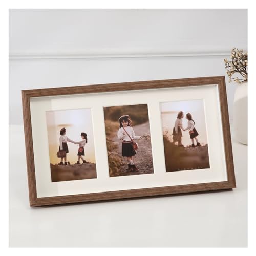 FASHION YO Bilderrahmen mit mehreren Blenden, Collage für 3-in-1-Fotos, für 10 x 15 cm, Wand- und Schreibtisch-Fotogalerie, Holzmaserung (21 x 39 cm) von FASHION YO
