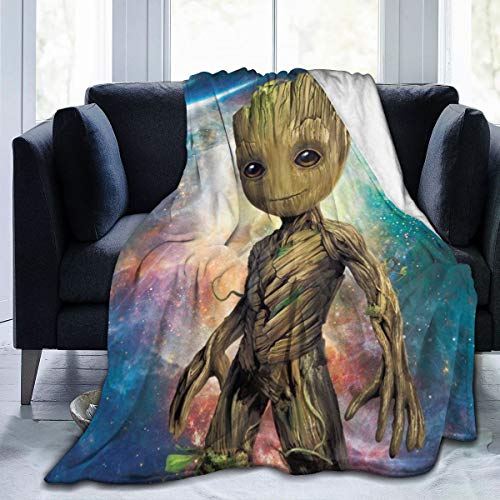 FASHIONDIY Groot Ultra weicher Fleece-Überwurf Decke gemütlich warm Plüsch Überwurf Decke Sofa Bett Couch, Schwarz , 80"x60" von FASHIONDIY