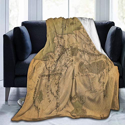 FASHIONDIY Mittelerde Karte-Decke, übergroß, warm, für Erwachsene, superweiche Decke mit weichem Anti-Pilling-Flanell, für Erwachsene und Kinder, 3D-Druck (100 x 130 cm) von FASHIONDIY