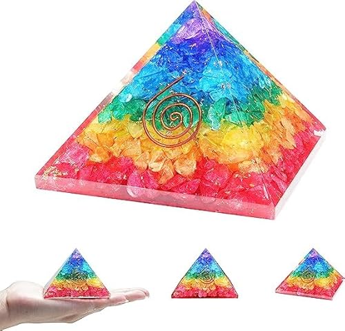 FASHIONZAADI 65-75mm Zeven Chakra Piramide Voor Chakra Balancing Stone Piramide Reiki Healing Kristal Positieve Energie Tool Woonkamer en Huis Decor Gift Set von FASHIONZAADI