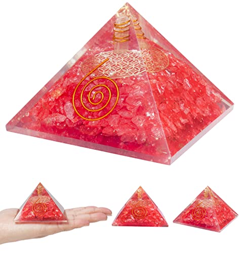 FASHIONZAADI 75-85mm Rode Onyx Piramide Bloem Van Leven & Kristalpunt Voor Chakra Balancing Stone Piramide Reiki Healing Kristal Positieve Energie Tool Woonkamer en Huis Decor Gift von FASHIONZAADI