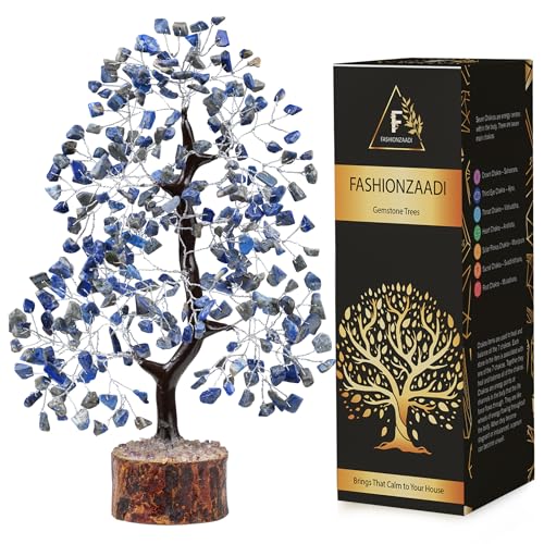 FASHIONZAADI Lapislazuli-Geldkristalle und Edelsteine Baum natürliches Feng Shui dekorative Wohnaccessoires Einweihungsgeschenke neues Zuhause Geschenke für Frauen Geburtstag einzigartig-10-12 Zoll von FASHIONZAADI