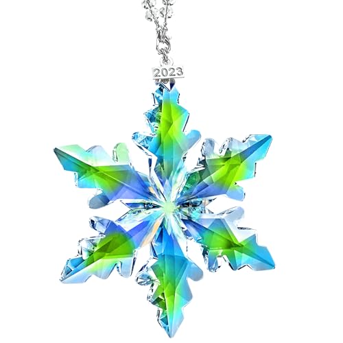 Annual Christmas Snowflake Crystal Ornaments, Christmas Tree Ornaments Pendant Crystal Sun Catcher Home Hanging Decor (Colorful) von FASIBULEI